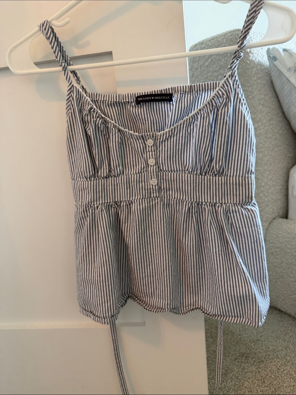 Brandy Melville Blue and White Striped Tie-Back Camisole